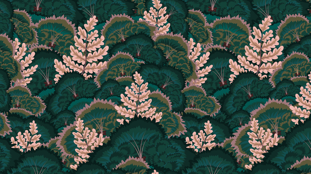 Electric Poppies 02 Green Floral Wallpaper Lick