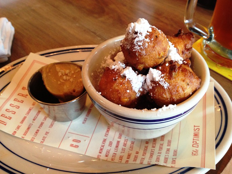 corn milk hushpuppies, beignet style, cane sugar butter