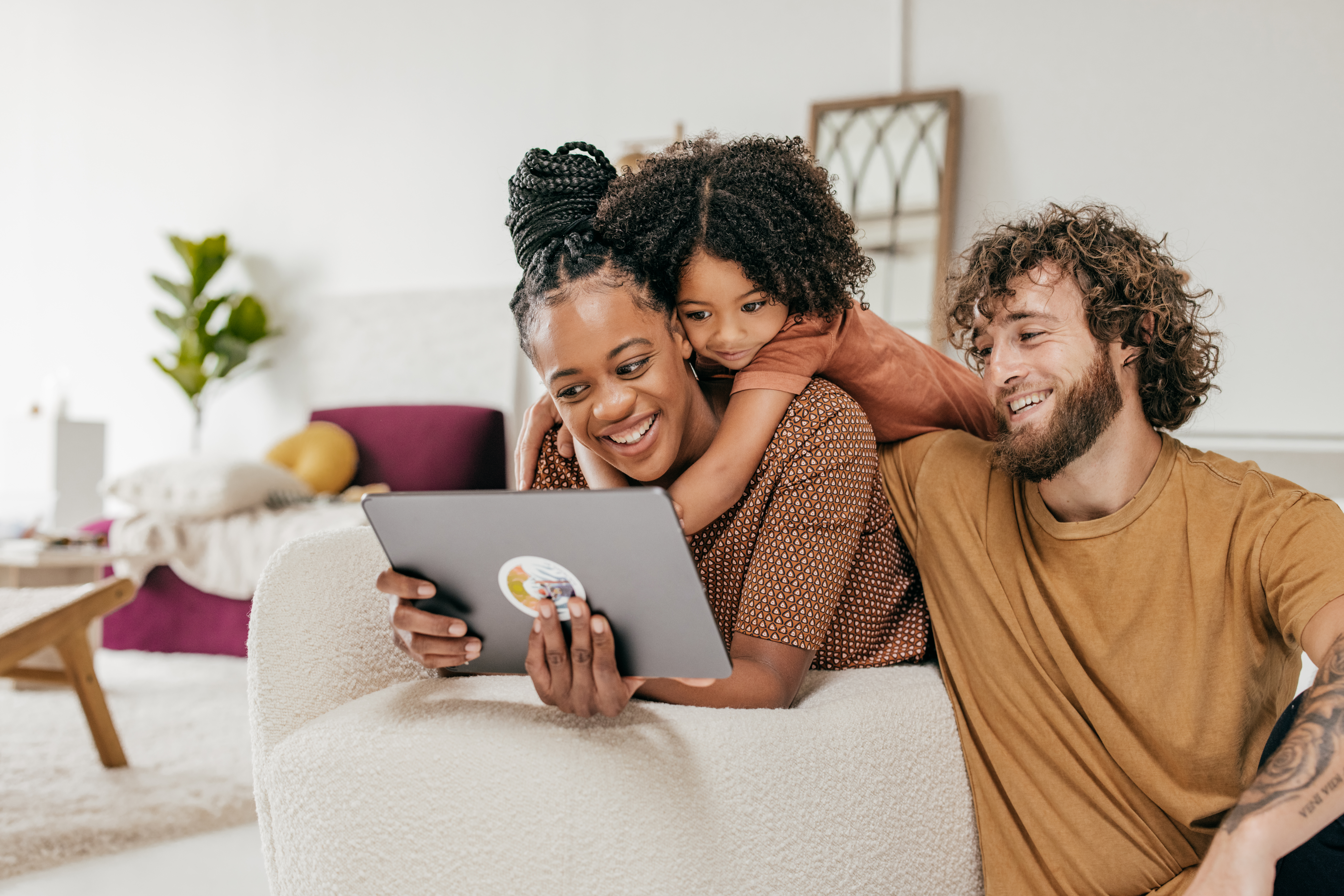 Family in new home