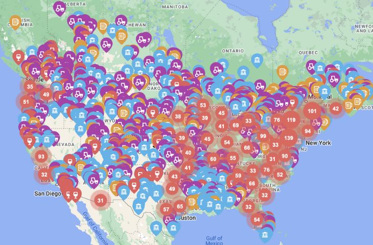 Harvest Host Locations Map