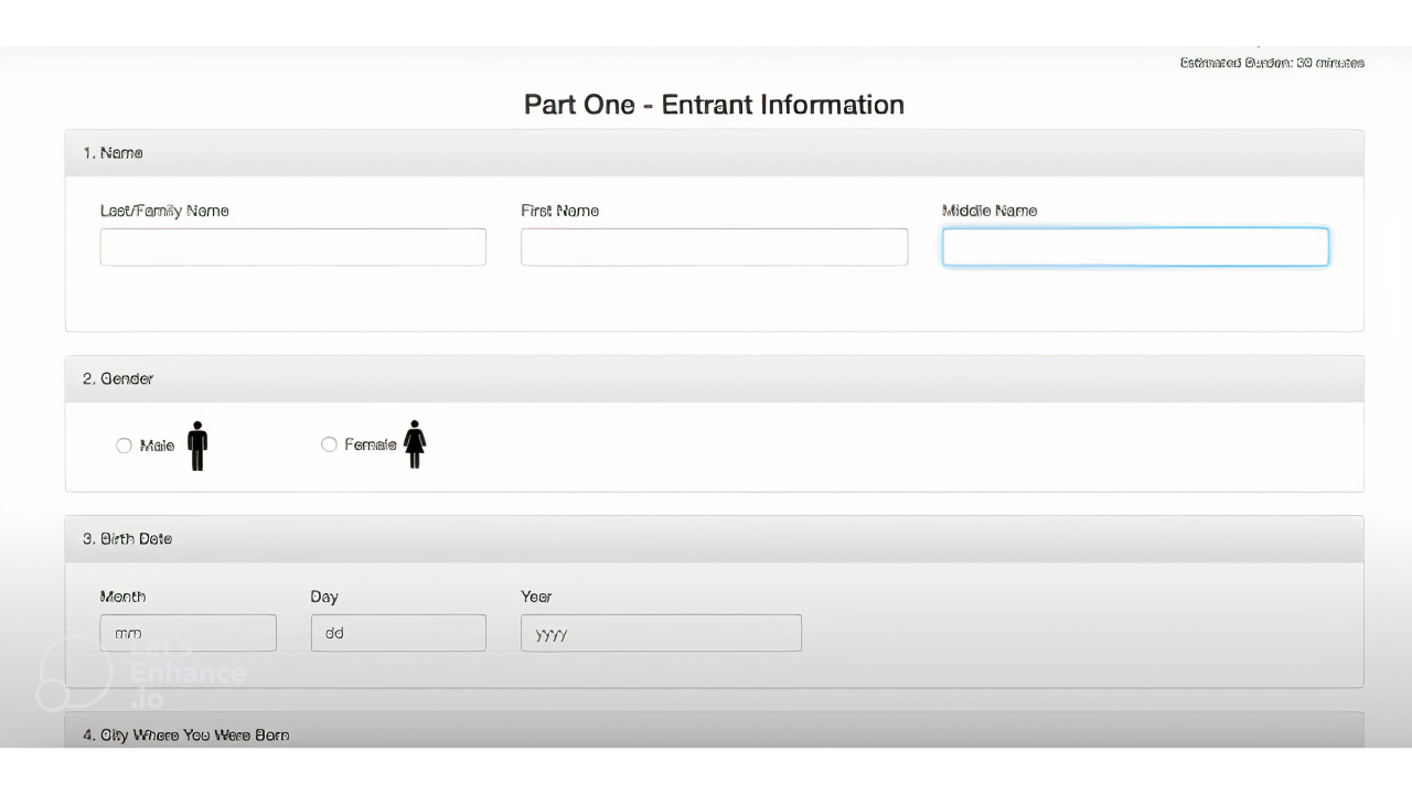 Green Card Başvuran Bilgisi Girme Ekranı