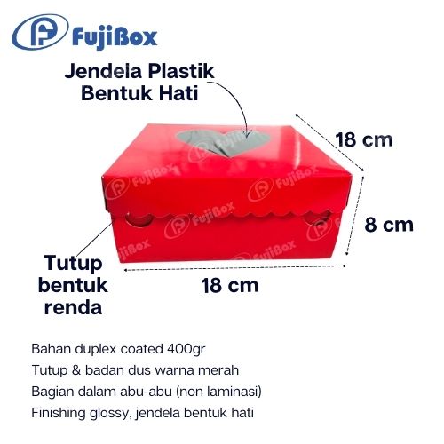 FUJIBOX DUS LOVE | LOVE 18 X 18 X 8| MERAH HATI KACA 18