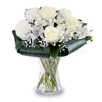 Bouquet di rose e garofani bianchi