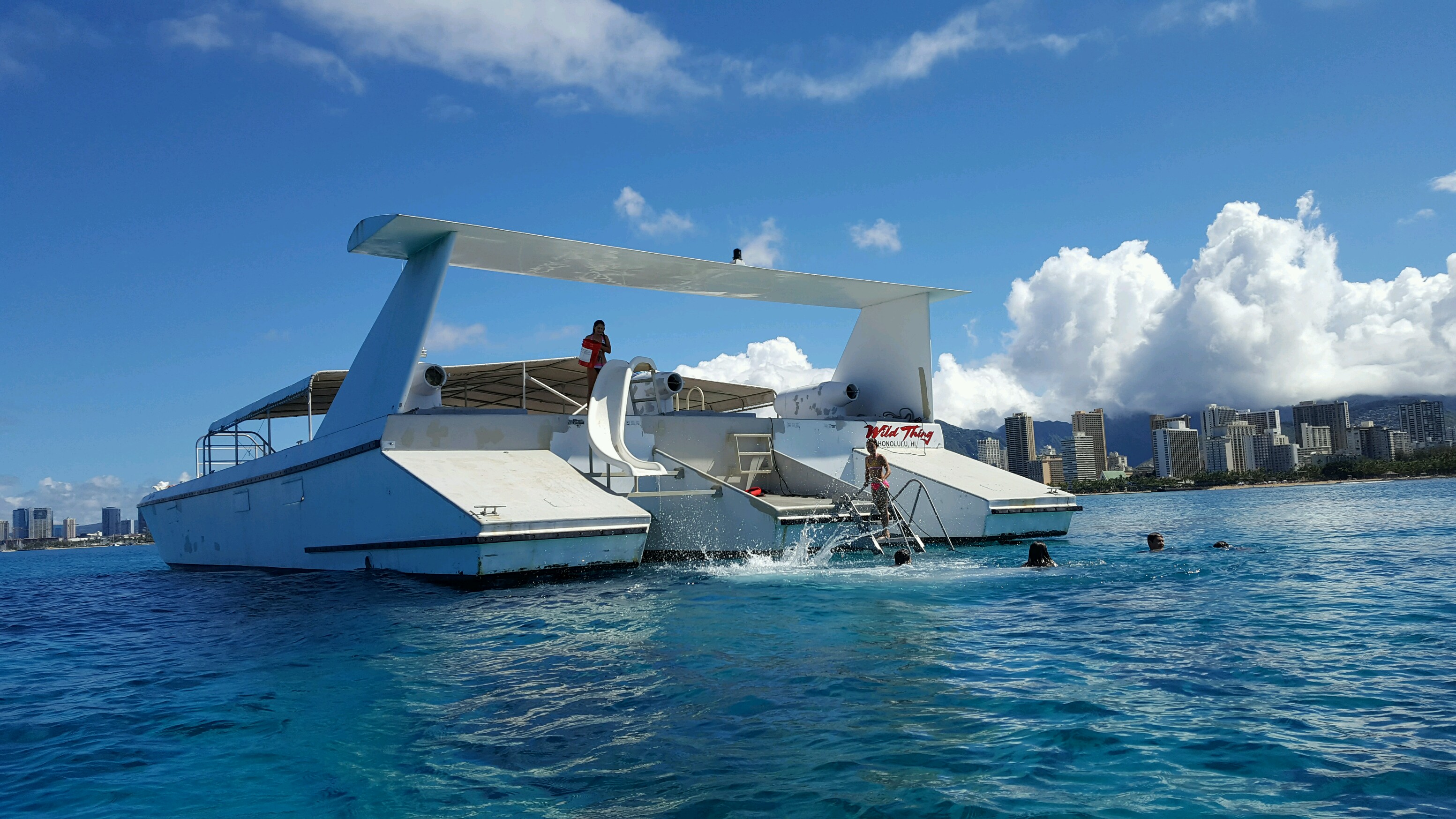 Wild Thing anchored in front of Waikiki 