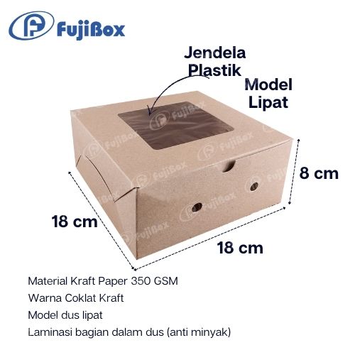 FUJIBOX KRAFT | BROWN KRAFT 18 x 18 x 8 | DUS ANTI MINYAK 