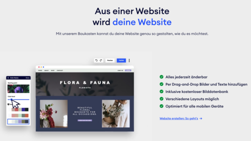 Jimdo – der Website-Baukasten für Selbstständige Screenshot