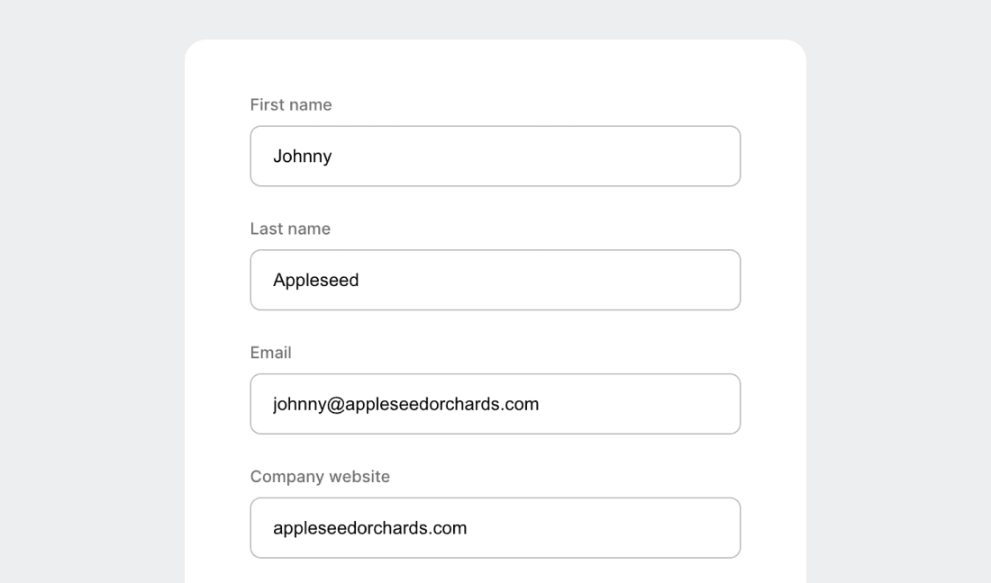 An HTML form with each of its fields filled out with mock data. Zapier requires at least one submission in order to test the connection between two apps.