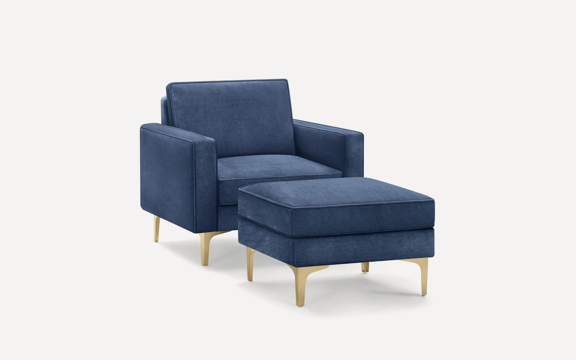 Velvet chair best sale and ottoman