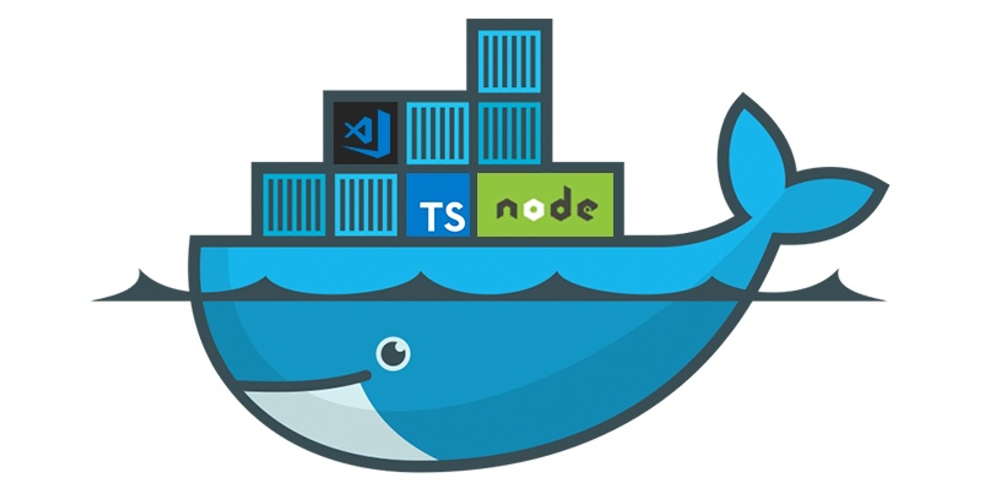 docker logo a blue whale carrying different containers on his back