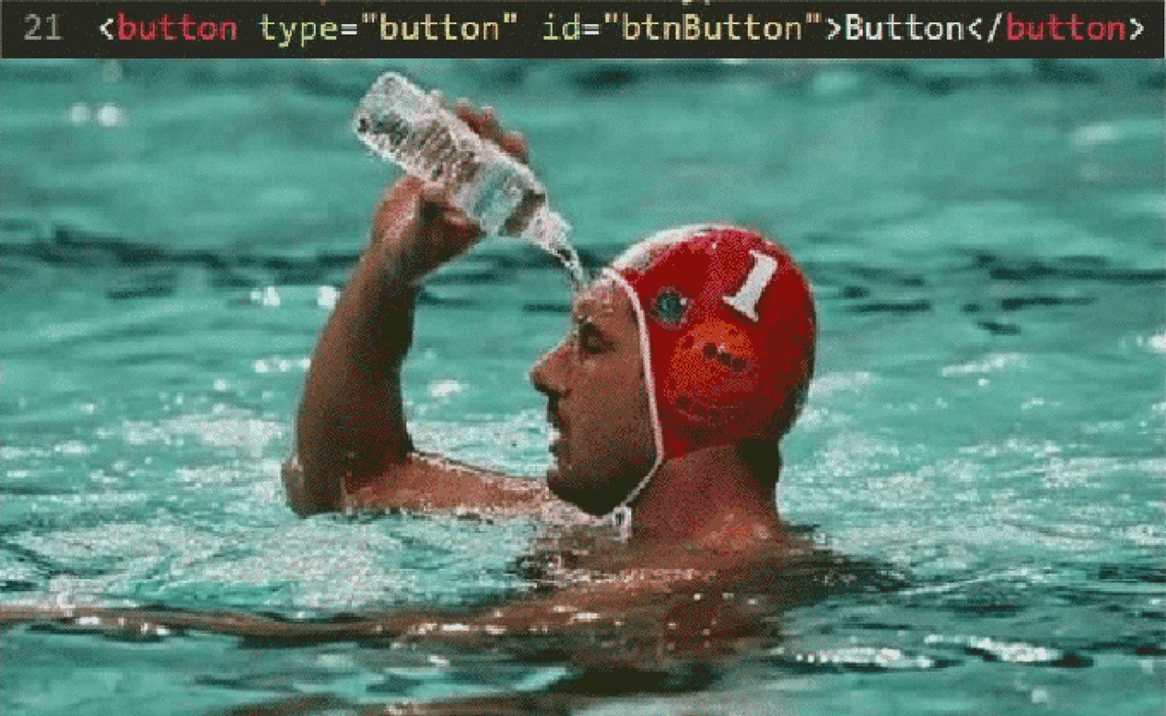 a meme about button markup being redundant