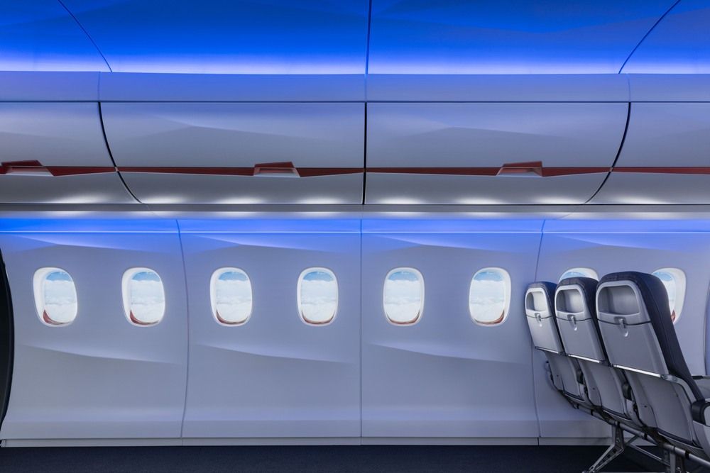 Diehl Flugzeugkabine blau leuchtende Wand