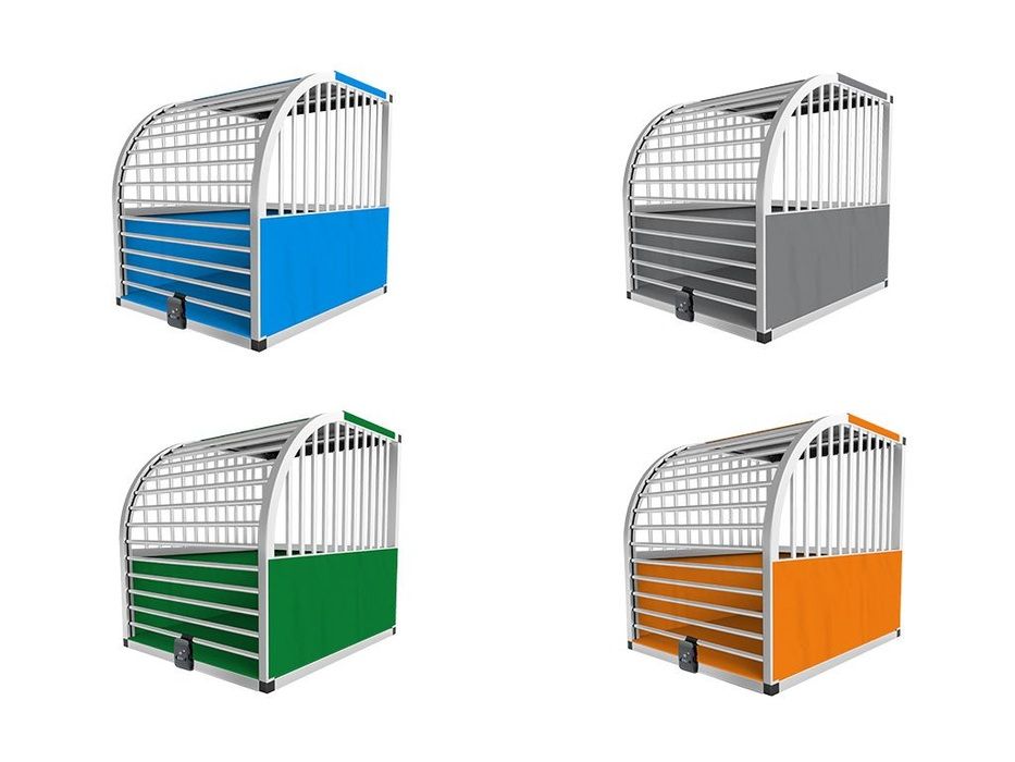 Dog crates in different colors