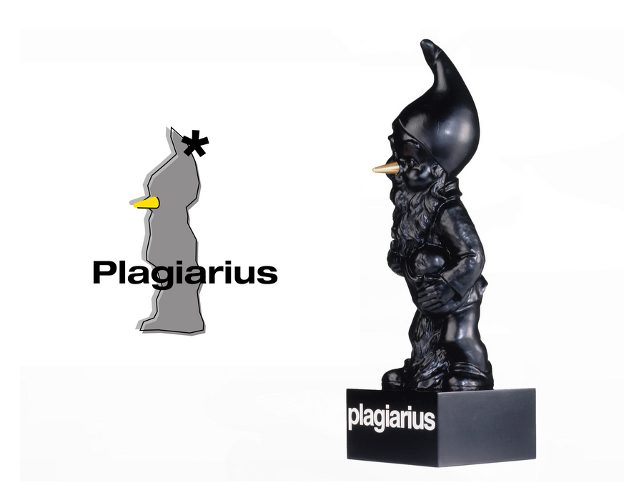 Plagiarius symbol & logo: Black dwarf with a golden nose