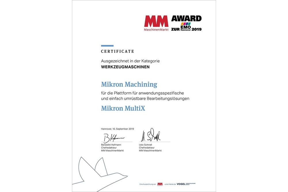 Mikron Award Certificate 