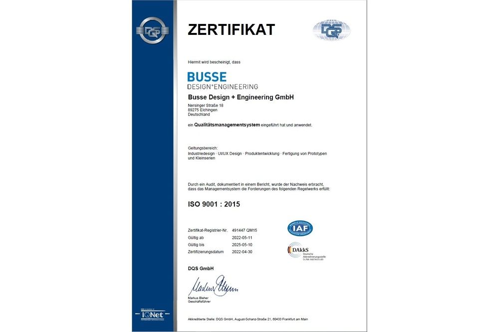 ISO certificate for Busse
