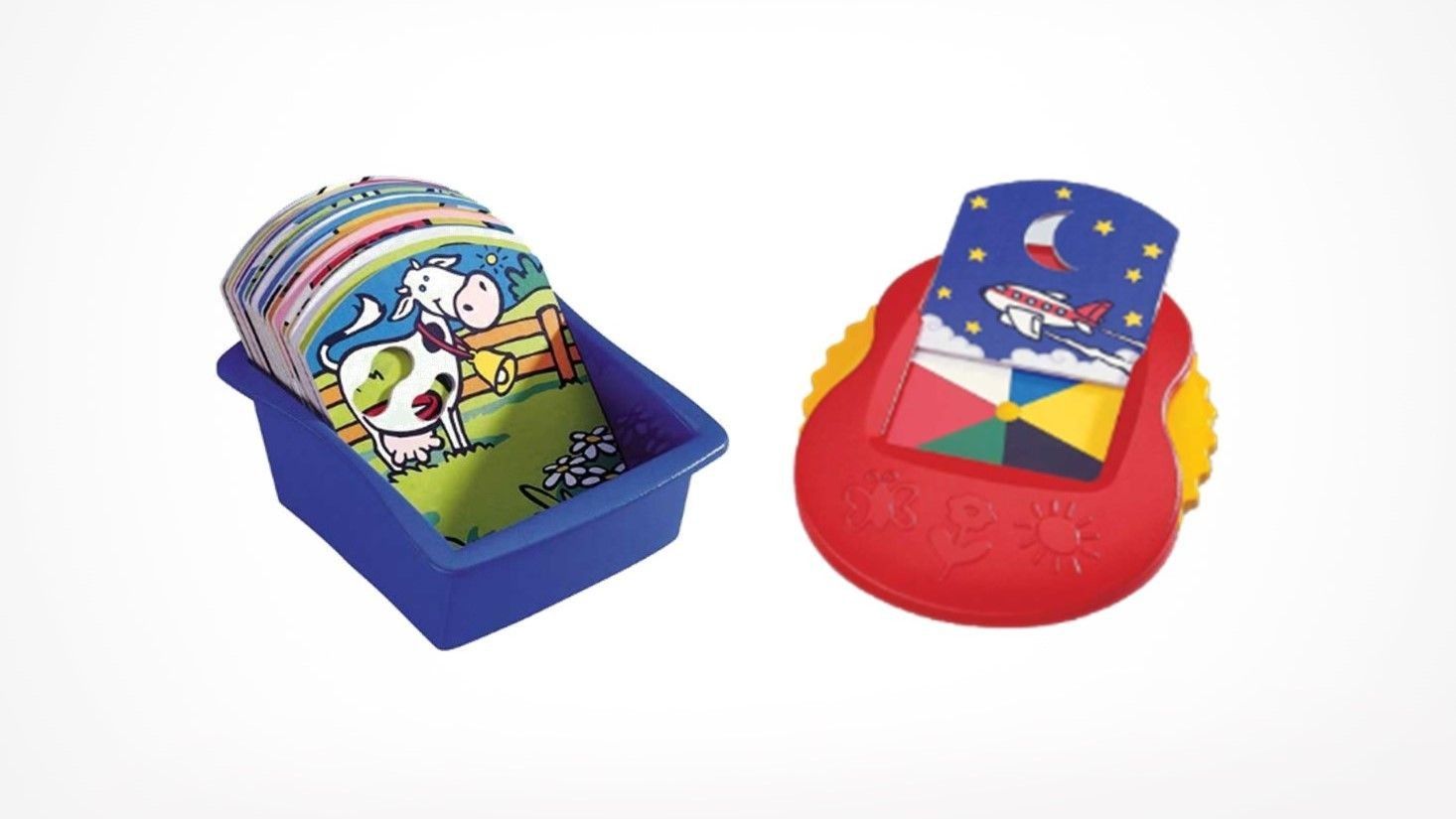 Children's game with colorful cards and turntable with colors