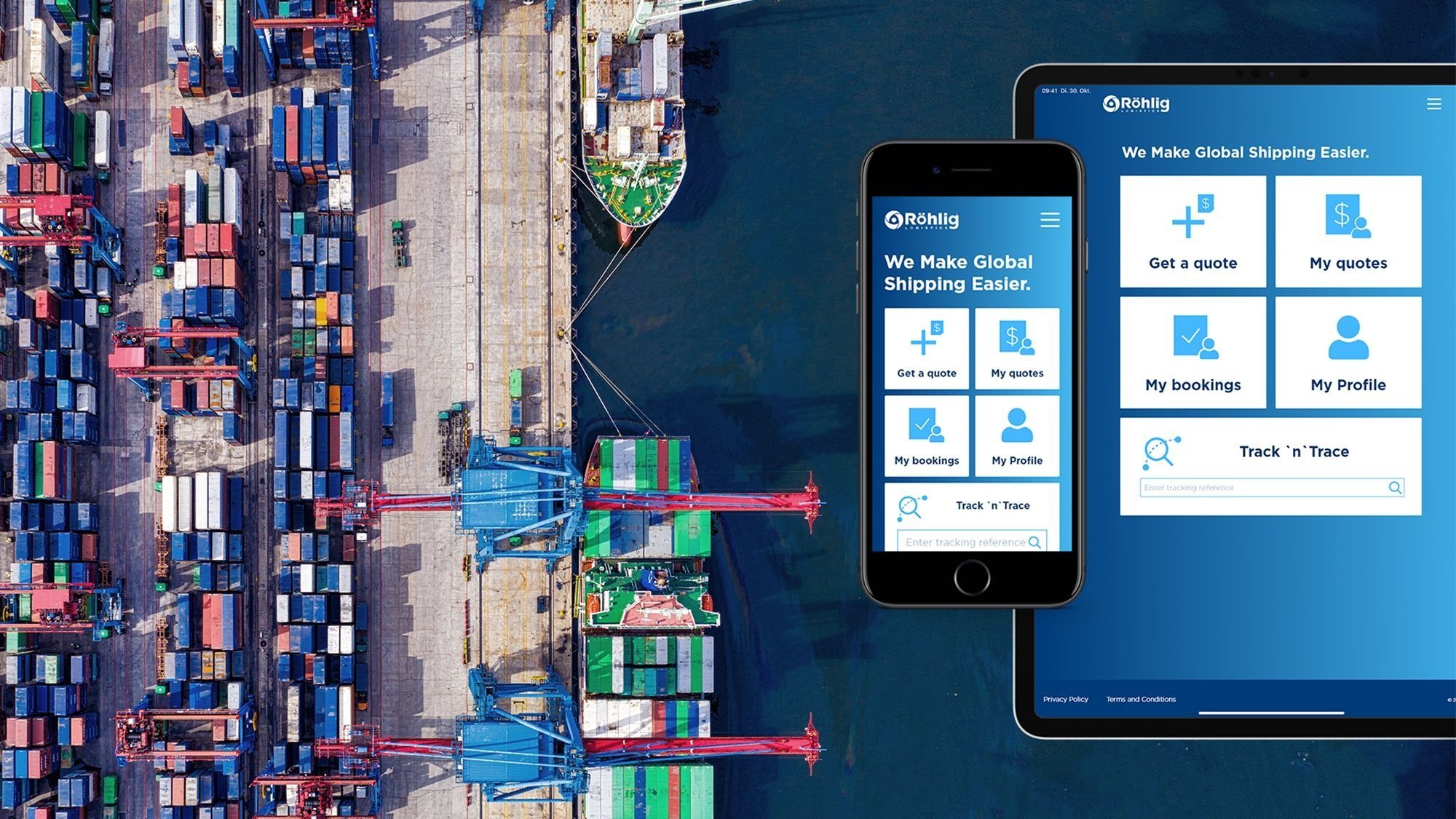 Stimmungsbild Röhlig Responsives Logistikportal auf Smartphone Tablet