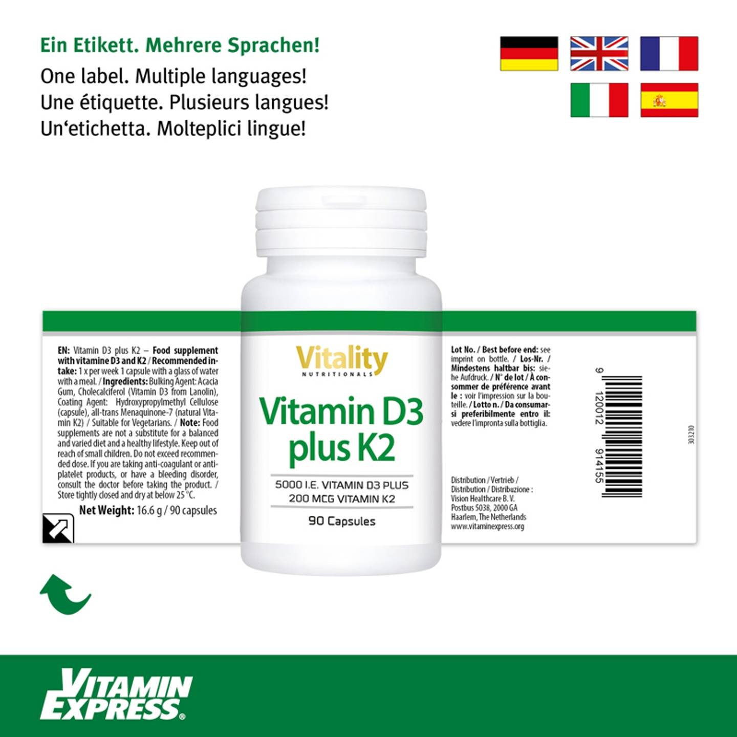 Vitamin D3 5000 plus K2 200 Kapseln | VitaminExpress