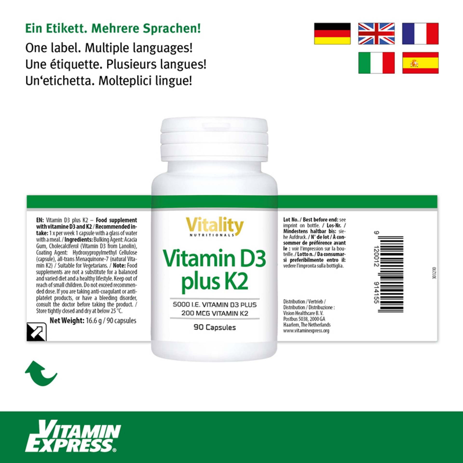 Vitamin D3 + K2 capsules - VitaminExpress