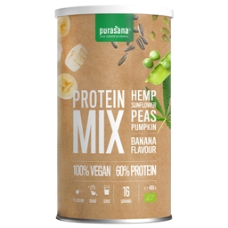 Veganer Proteinmix Erbse-Sonnenblumen-Hanfprotein-Banane Bio
