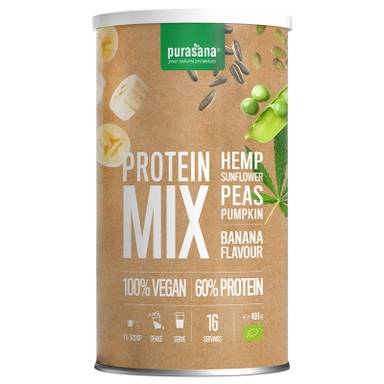 Veganer Bio Proteinmix Erbse-Sonnenblumen-Hanfprotein-Banane