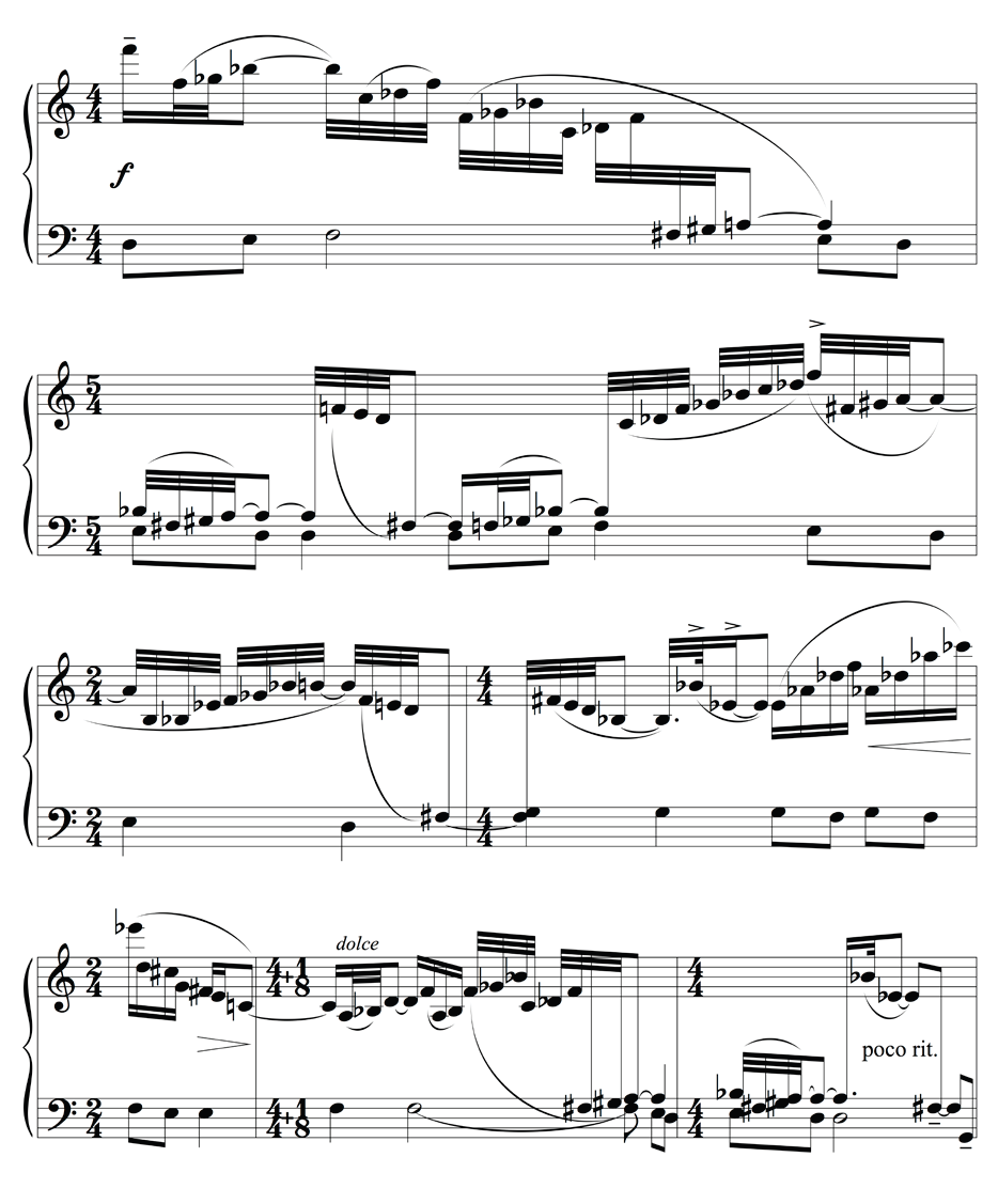 דוגמה 6: טל, **סונטה לפסנתר**, פרק שני, תיבות 47-41