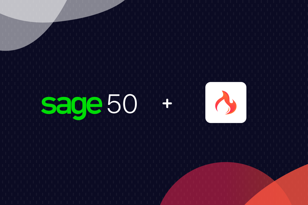 Sage 50 and hotglue logos against a dark background
