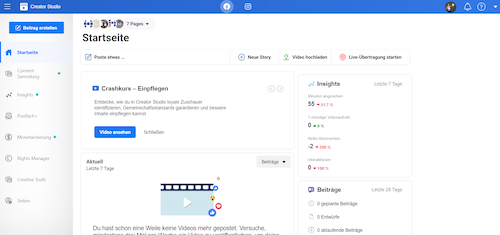 Facebook Creator Studio Screenshot