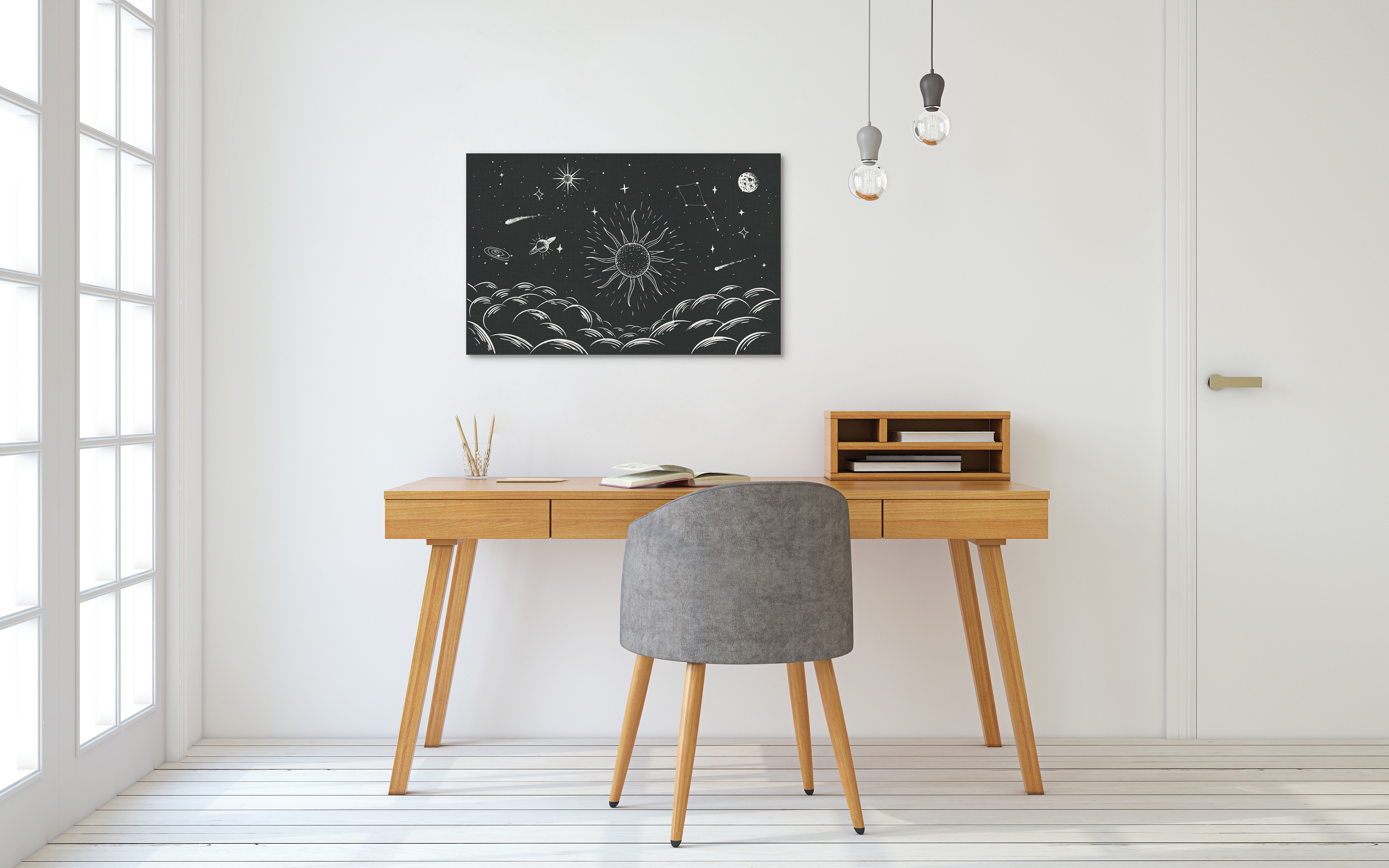 Canvas print of space illustration in office space