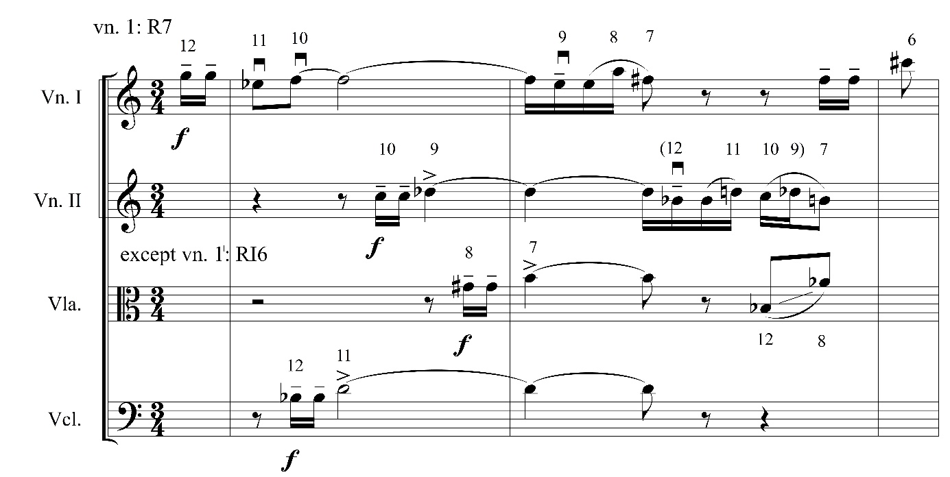 Example 19: Psalms, First movement, measures 28–29