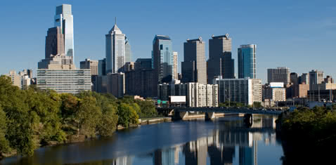 Downtown city view of Philadelphia Pennsylvania