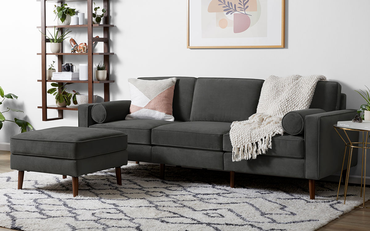 Nomad Velvet Sofa with Ottoman