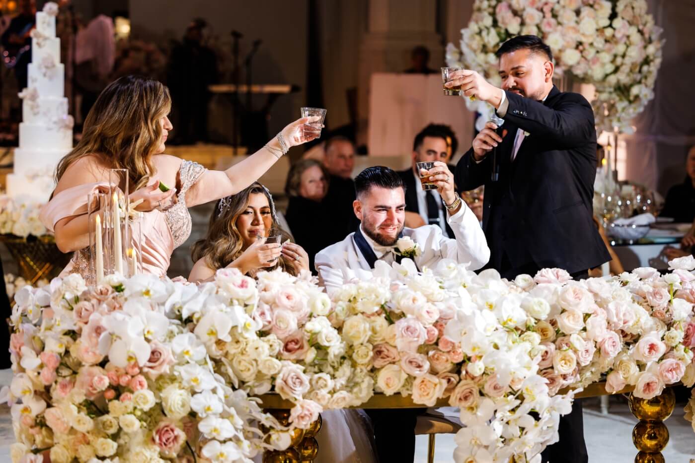 toasting to the bride and groom