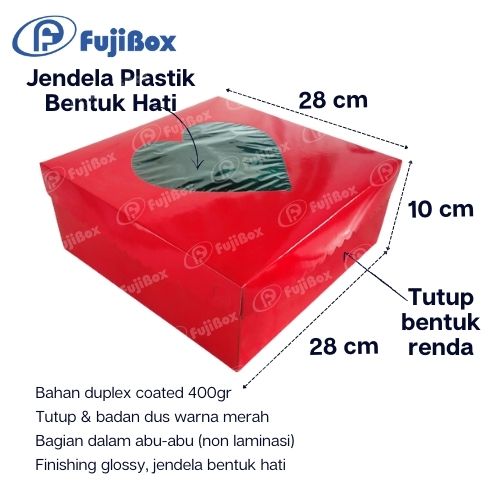 FUJIBOX DUS LOVE | LOVE 28 X 28 X 10 | MERAH HATI KACA 28