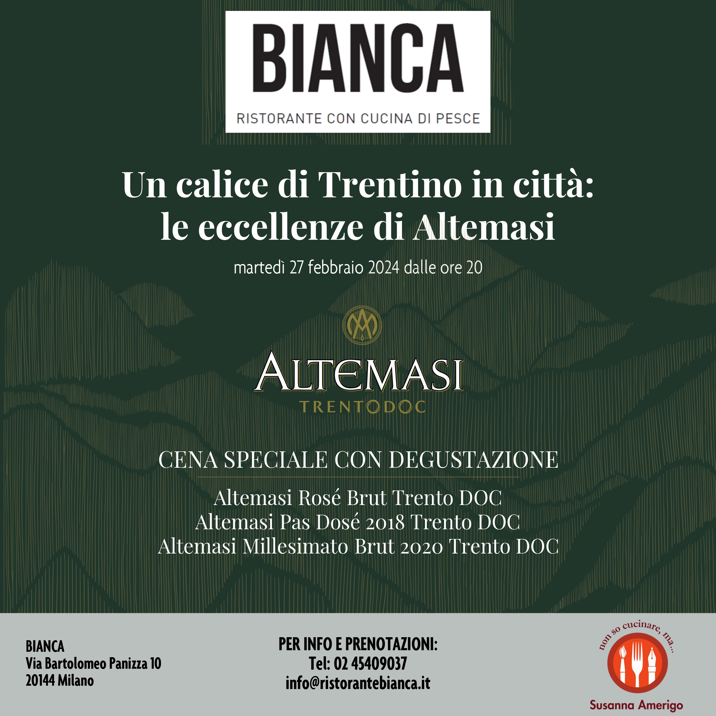 Un calice di Trentino in città: cena con degustazione di bollicine Altemasi da Bianca (Milano)