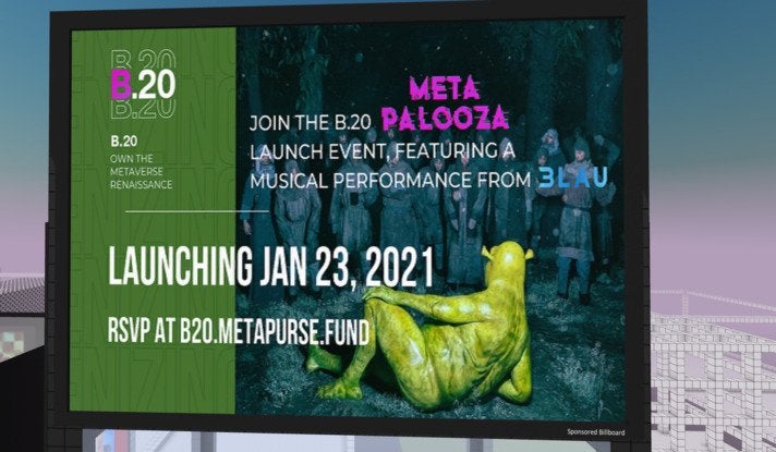 Motiv aus der Kampagne, mit der NFT-Sammler Metakovan sein Kunstfestival Metapalooza beworben hat
