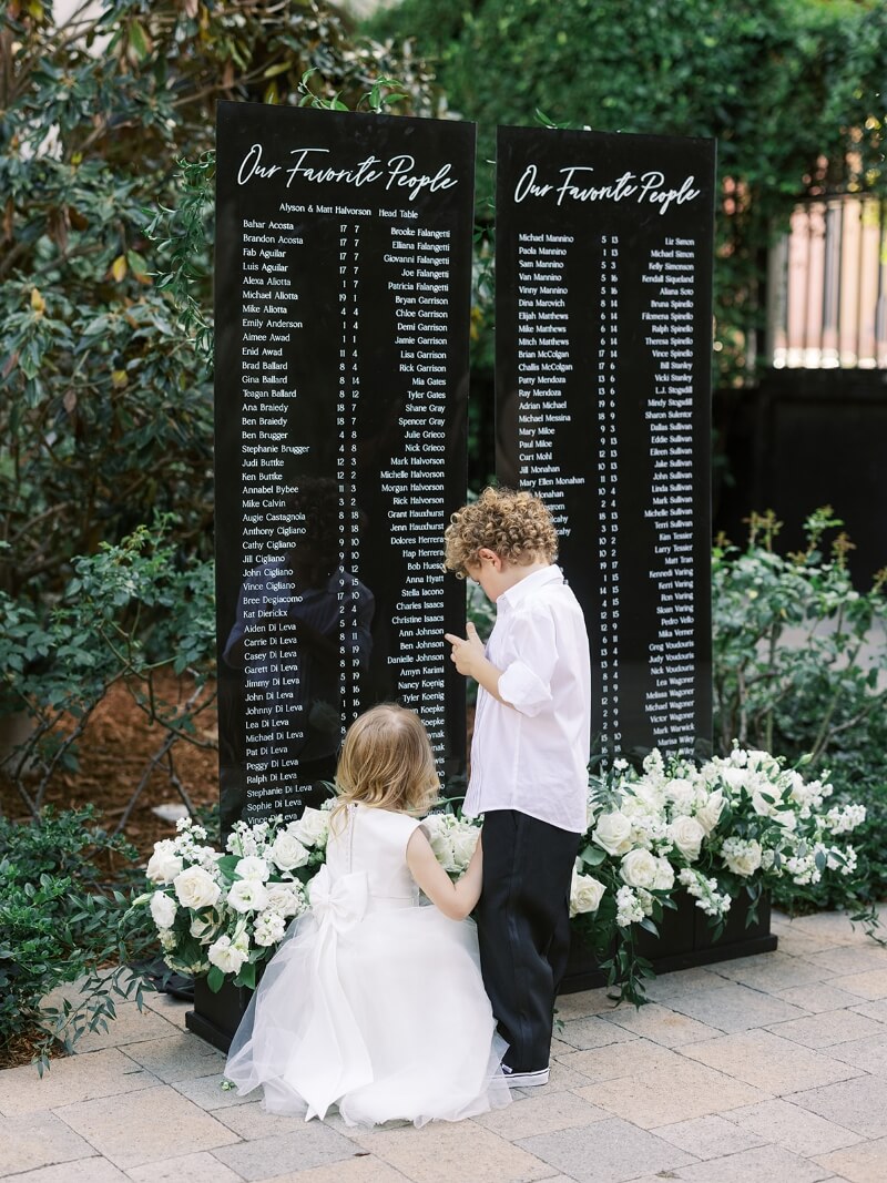 kids checking place cards 