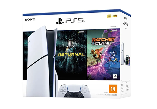 Imagem do produto Console PS5 Slim 1TB (com leitor de disco) + 2 Jogos – Branco em Amazon