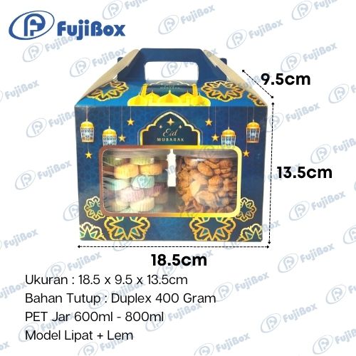 FUJIBOX LEBARAN | DUS GABLE MOTIF 2 JAR 600ML-800ML | KUE KERING JAR