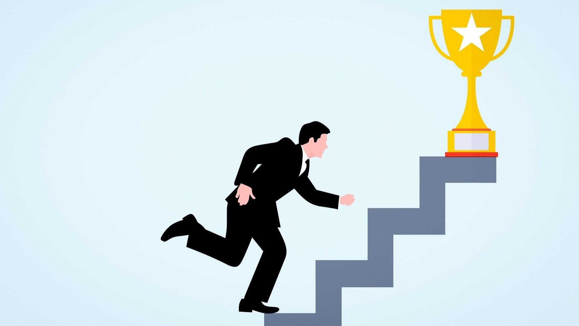 Homme se hâtant vers une récompense. 