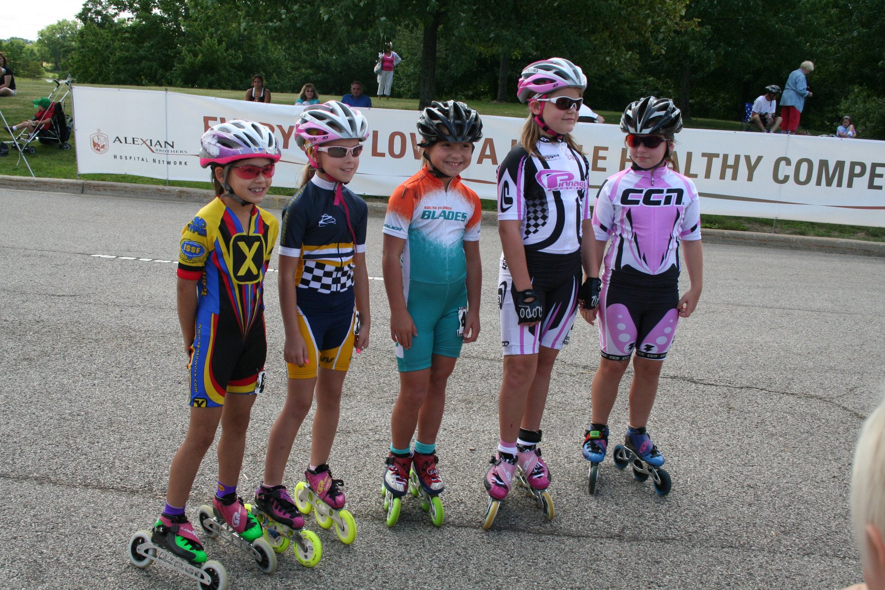 Chicago marathon, Annastasiah far left and her competitors. 