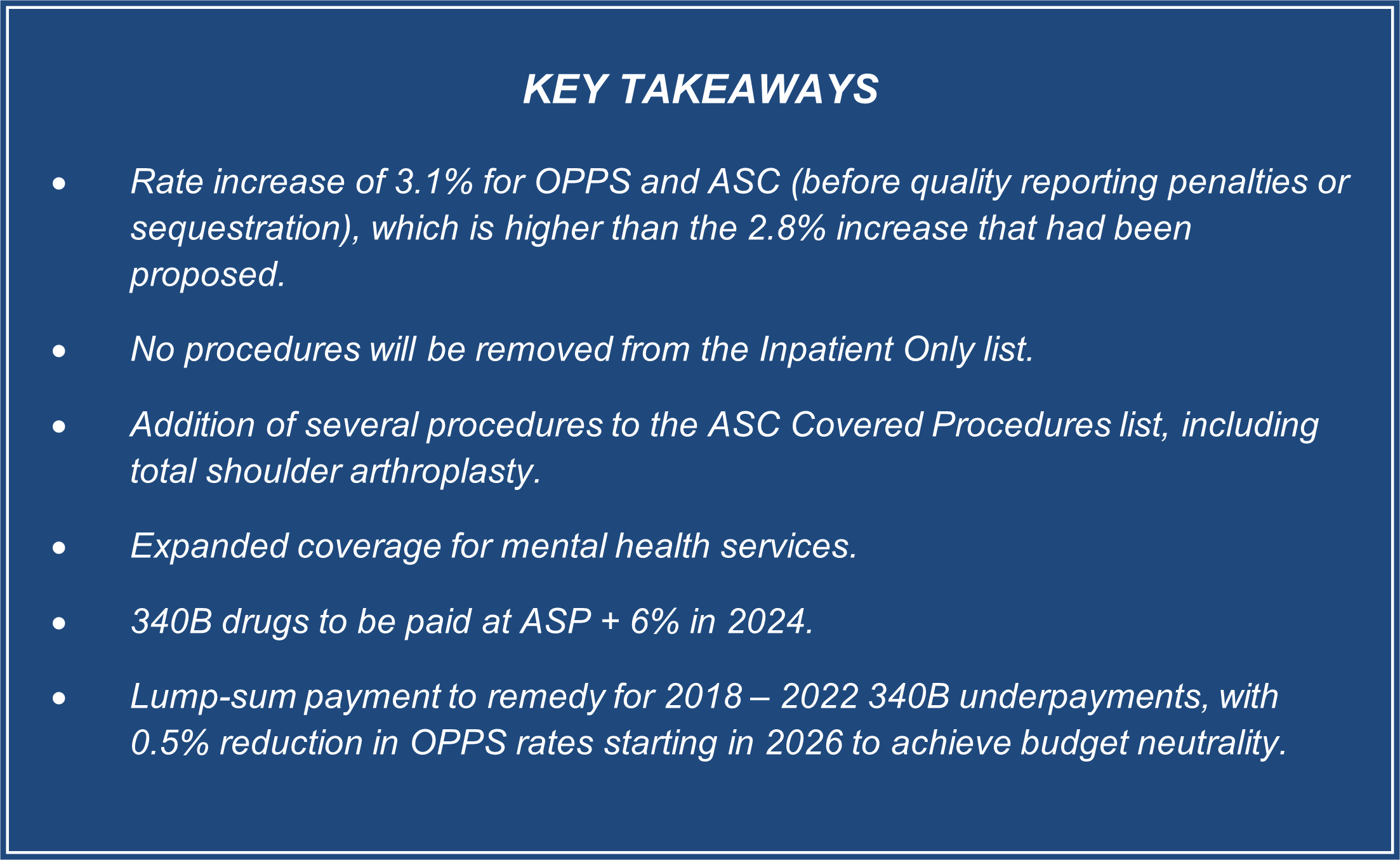 CY 2024 OPPS and ASC Final Rule