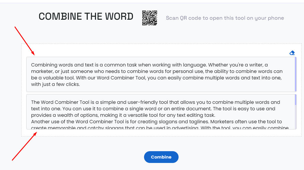 Word combiner clearance