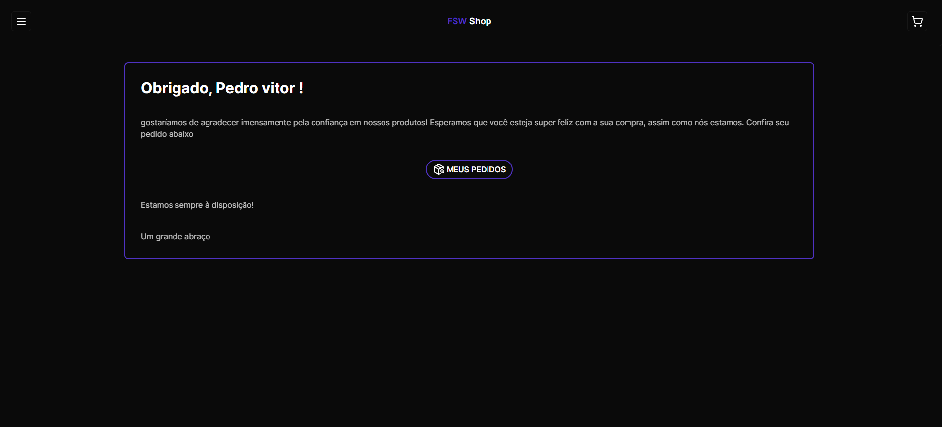 Imagem da Sessão Página de Obrigado