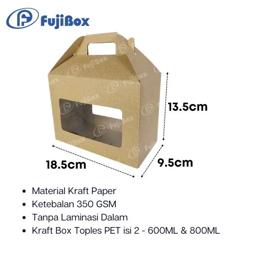 FUJIBOX KRAFT | GABLE BOX KRAFT 18.5 x 13.5 x 9.5 | DUS JAR ISI 2 600 ML - 800 ML