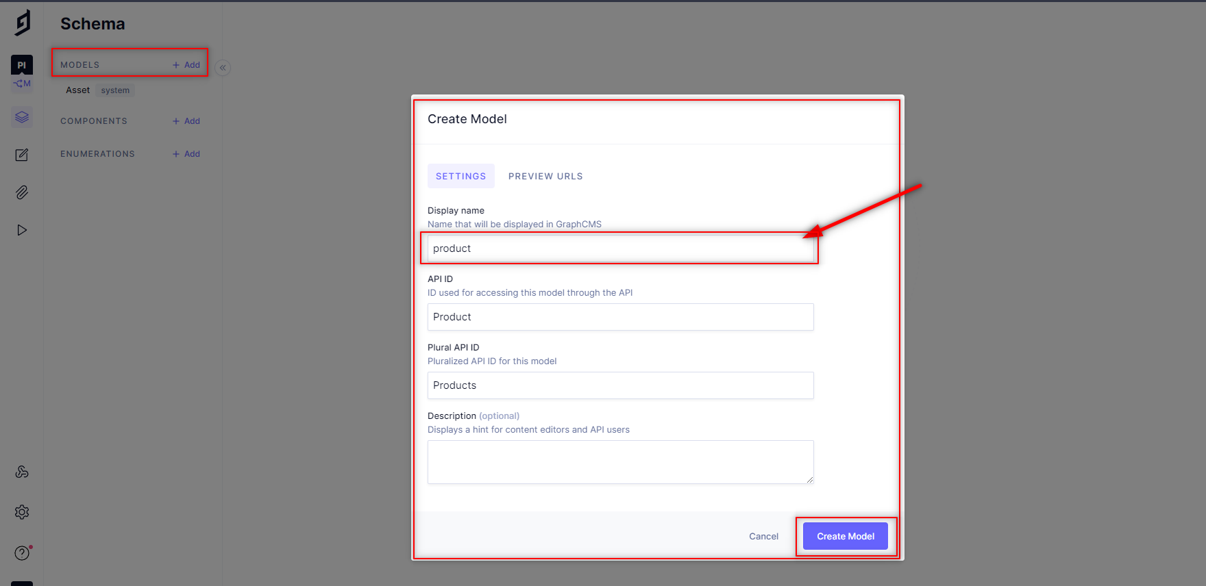 set up product model in hygraph