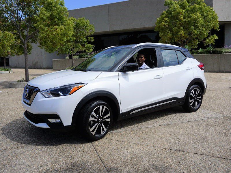 2019 Nissan Kicks Front Quarter White ・  Photo by Jeff Zurschmeide