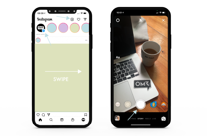 Instagram Story erstellen - Story-Modus öffnen