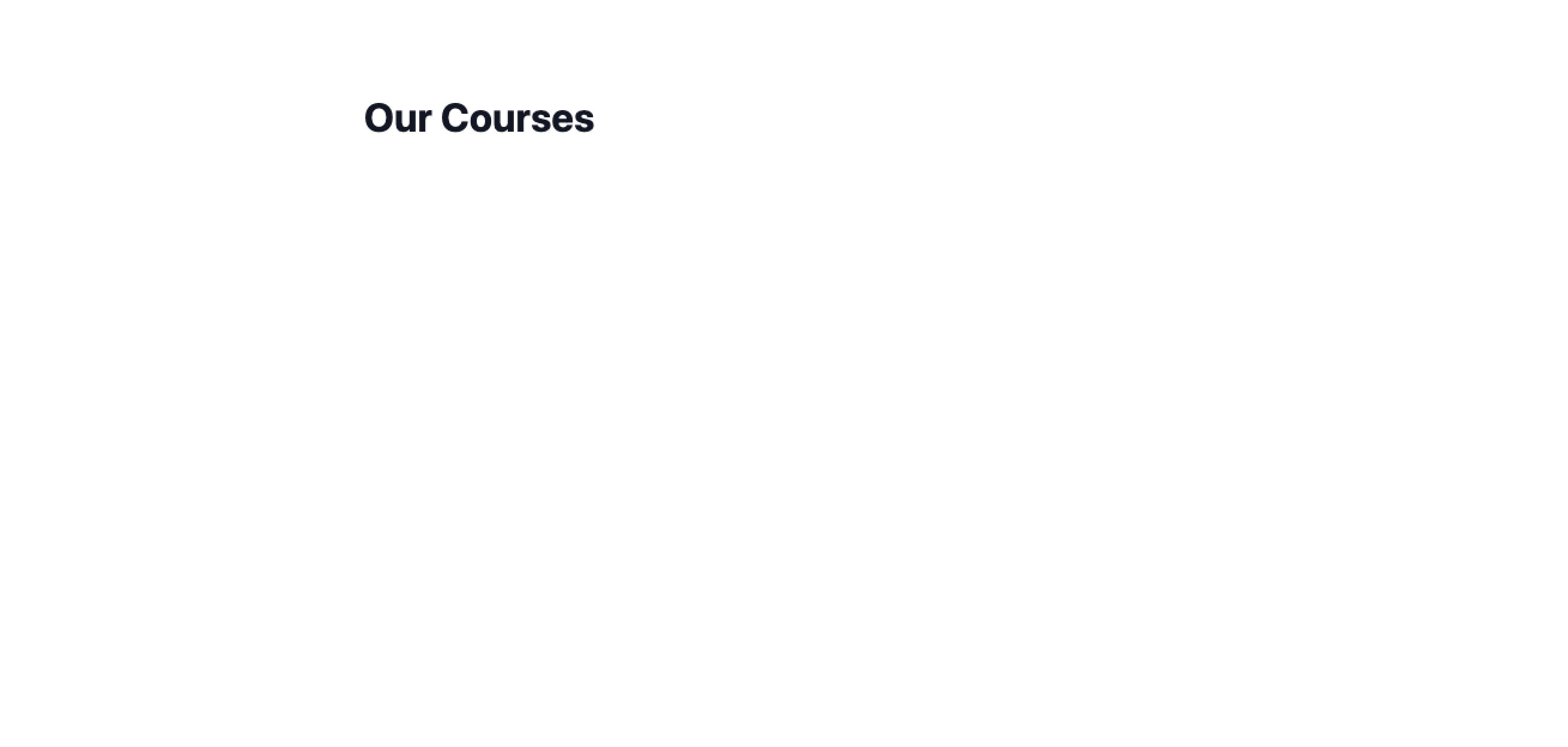 H1 saying "Our courses" centered on the page