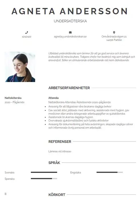 Cv undersköterska – 5 tips – mallar- exempel